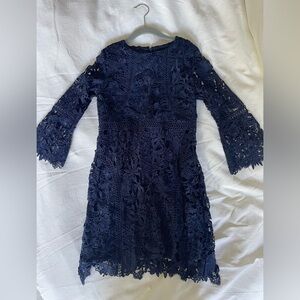 Girls size 10 Bardot Navy Floral Crochet Lace Dress - Dark Blue